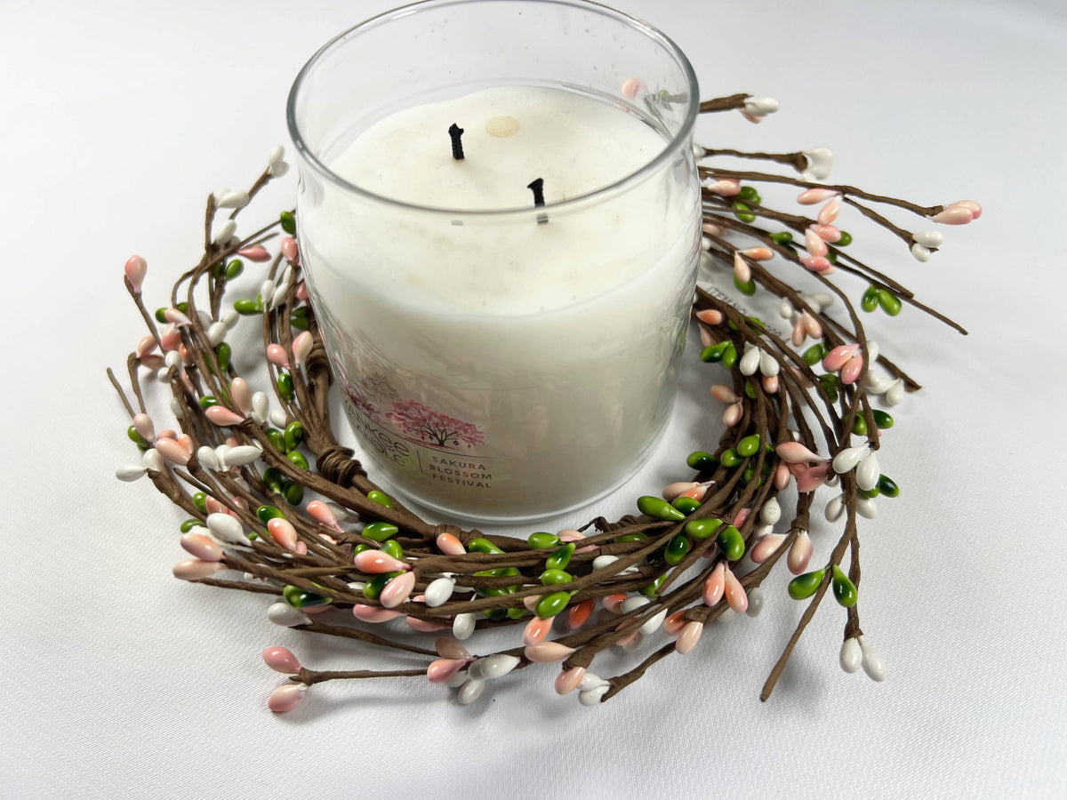 Easter Pip Berry Candle Ring: Spring Floral Decor (4.5")