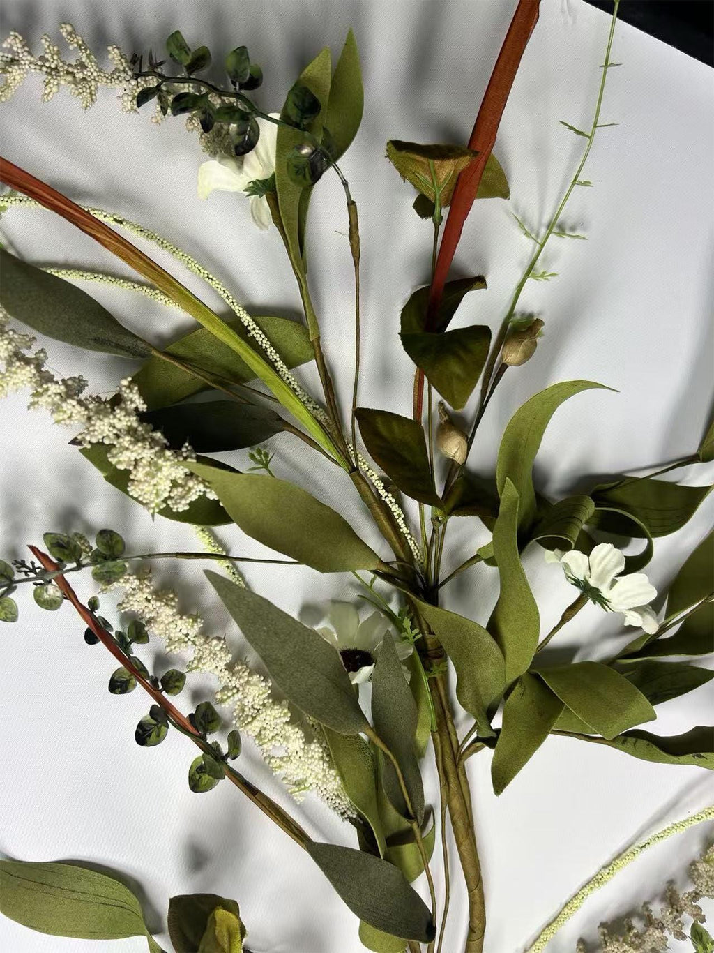 Artificial Greenery Garland – Faux Leaves & White Floral Vine for Wedding and Home Decor
