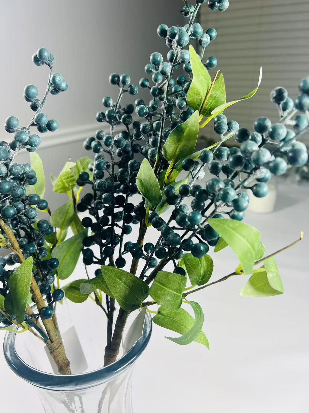 Artificial Blueberry Stem: 24" Faux Berry Floral Pick