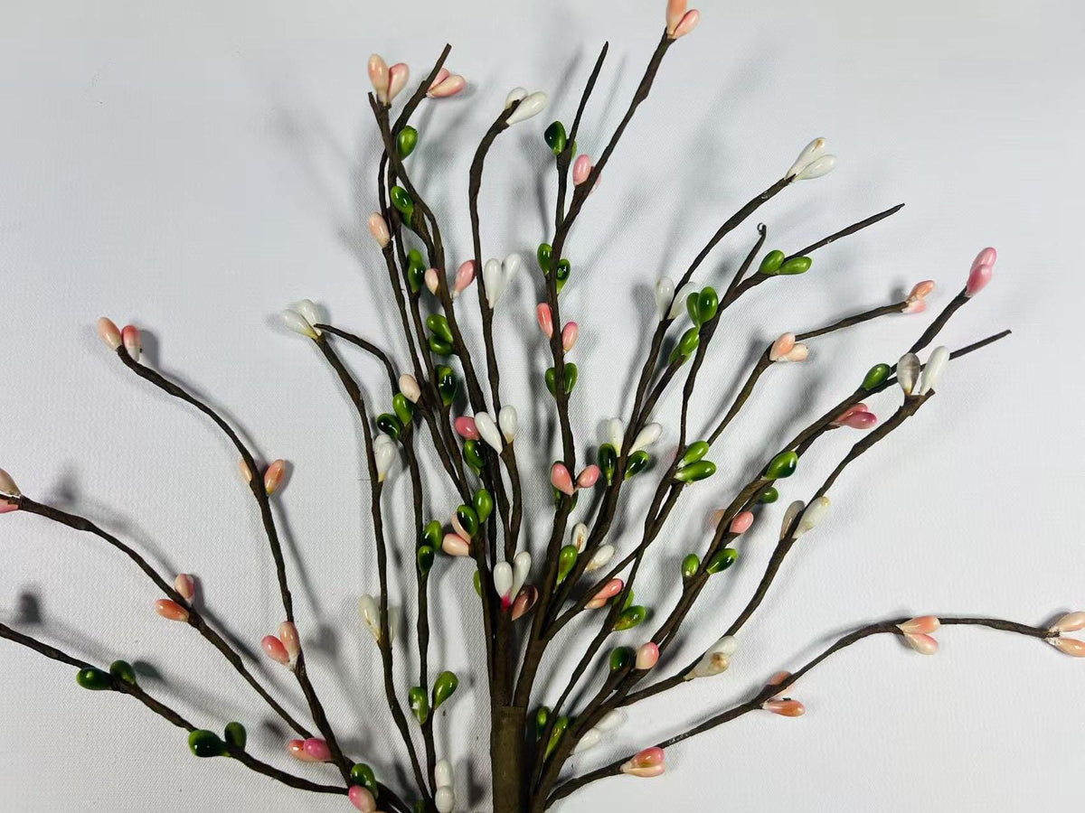 Spring Pip Berry Pick: Pink, Green & White Floral Branch (14")