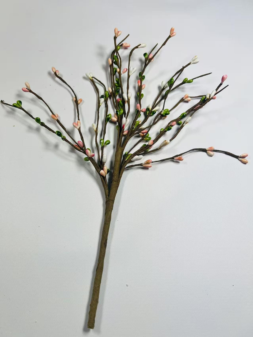 Spring Pip Berry Pick: Pink, Green & White Floral Branch (14")