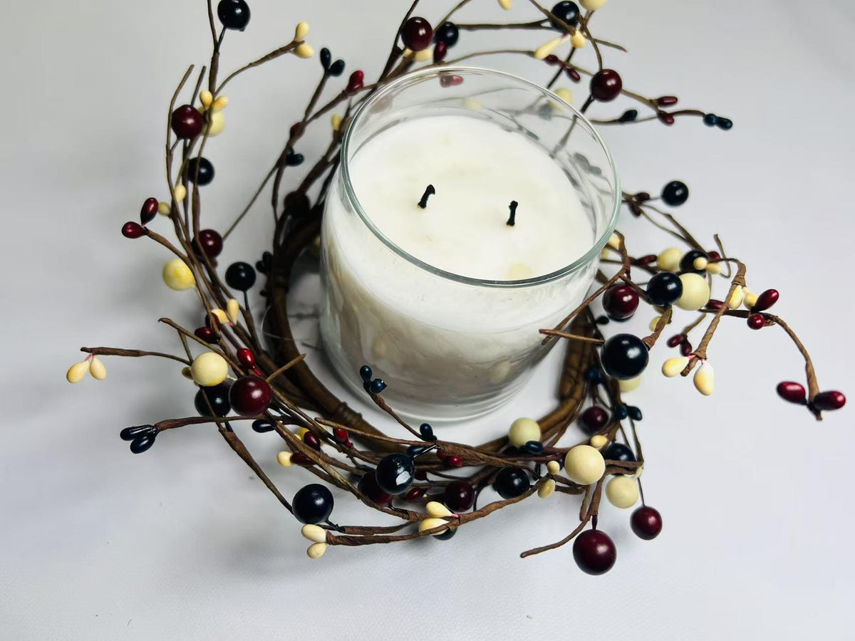 Patriotic Pip Berry Candle Ring 4.5” | Red White Blue Americana Farmhouse Decor