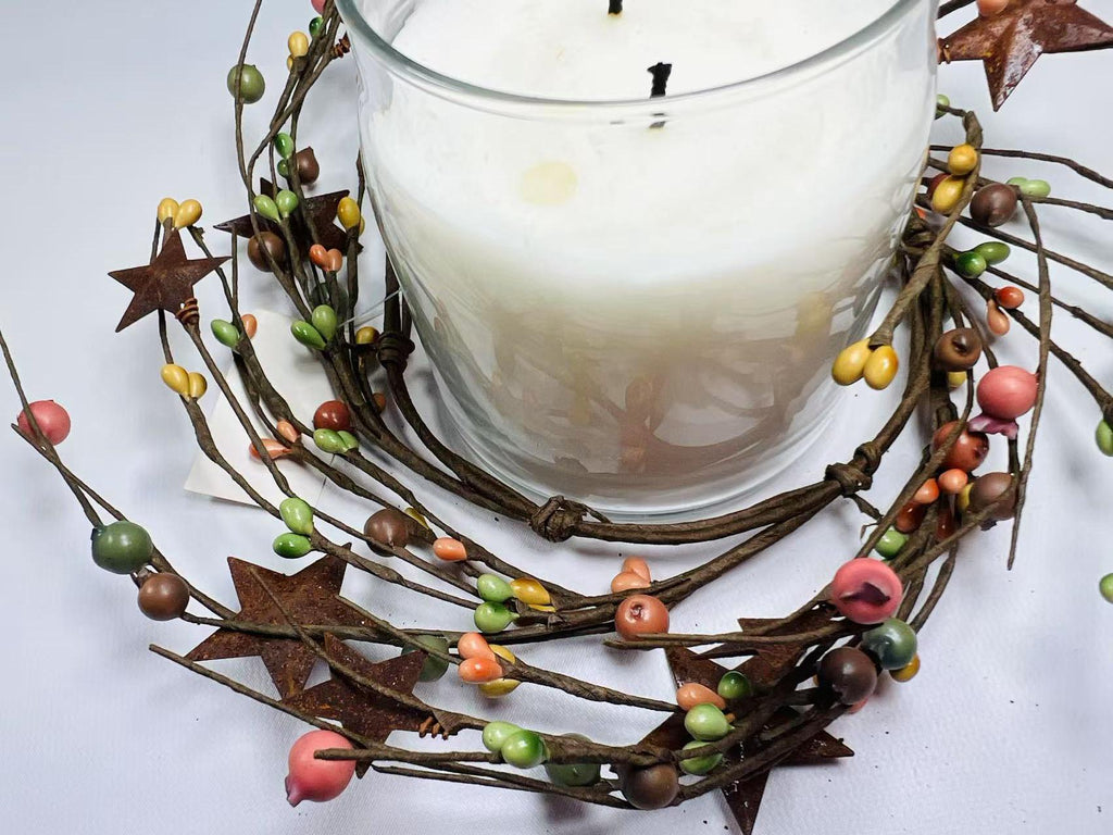Rustic Pip Berry Star Wreath 4.5” – Farmhouse Mini Ring Candle Holder Decor