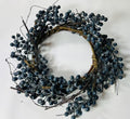 Rustic Blue Berry Wreath 6.5” | Farmhouse Mini Wreath | Winter Door Decor | Candle Ring Accent