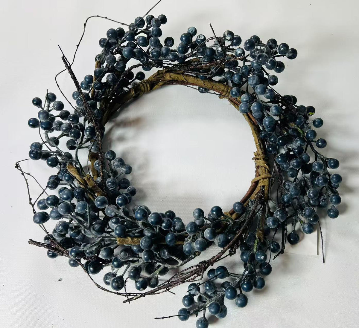Rustic Blue Berry Wreath 6.5” | Farmhouse Mini Wreath | Winter Door Decor | Candle Ring Accent