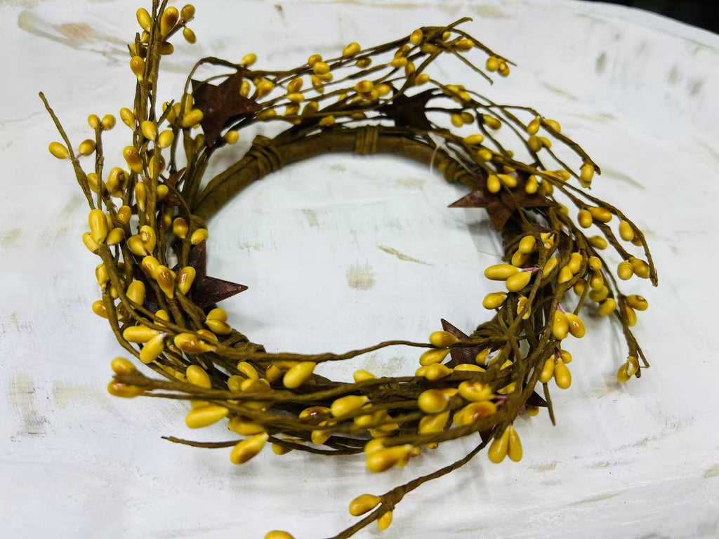 Mini Pip Berry Wreath 4.5” | Mustard  Fall Wreath | Primitive Country Decor | Rustic Accent Ring