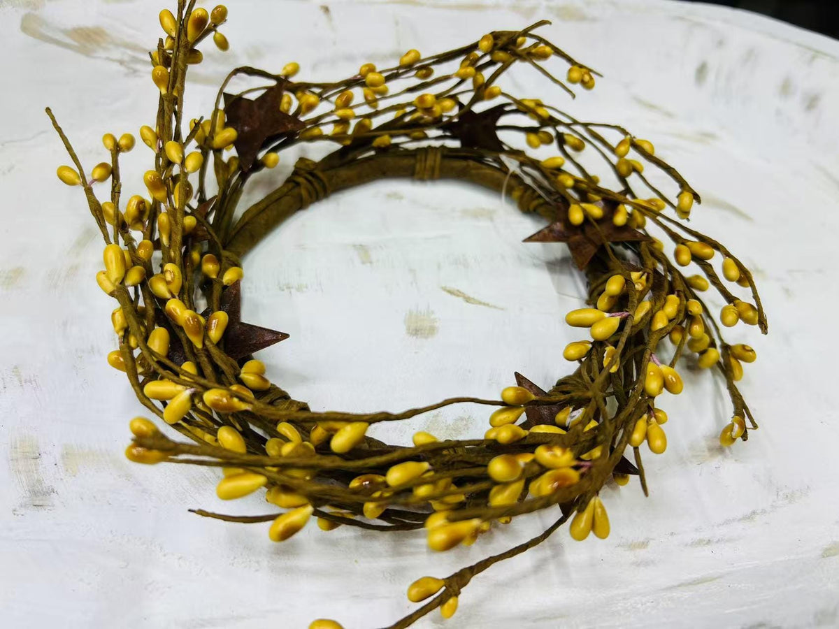 Mini Pip Berry Wreath 4.5” | Mustard  Fall Wreath | Primitive Country Decor | Rustic Accent Ring