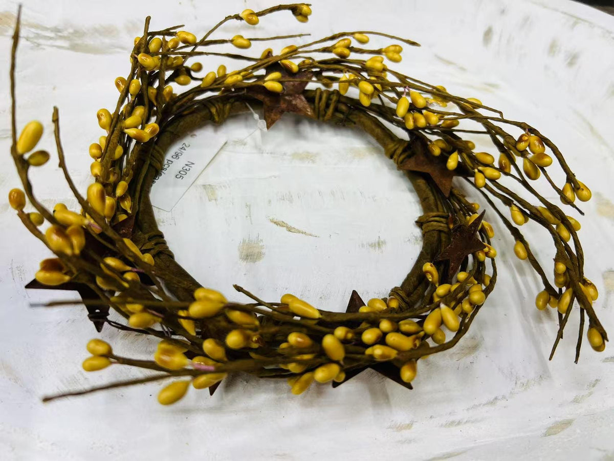 Mini Pip Berry Wreath 4.5” | Mustard  Fall Wreath | Primitive Country Decor | Rustic Accent Ring