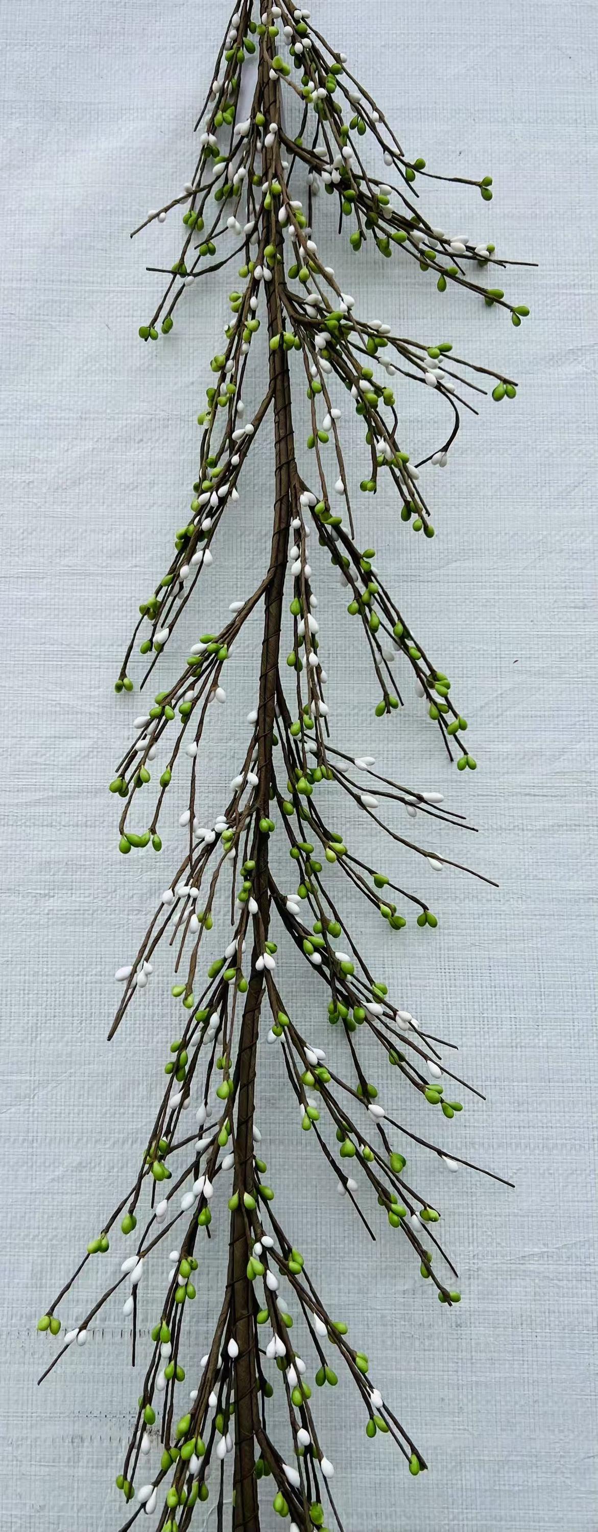 Pip Berry Garland 55” Green White Spring Farmhouse Rustic Easter Mantel Decor