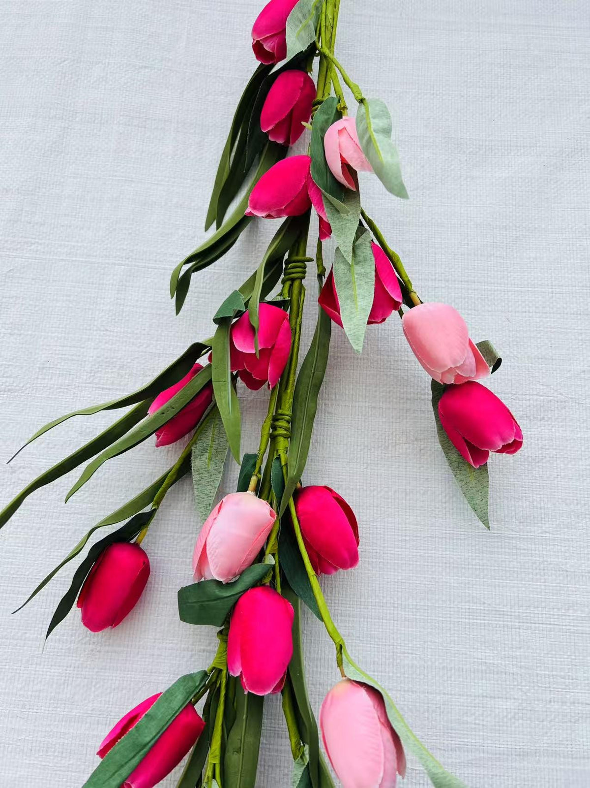 Tulip Garland 5ft Pink Red Spring Floral Decor Wedding Mother’s Day Romantic Flower Swag