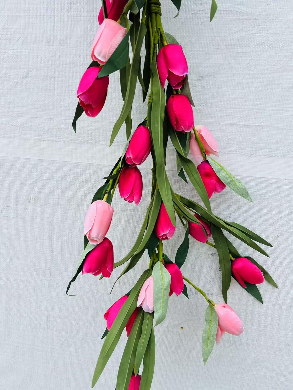 Tulip Garland 5ft Pink Red Spring Floral Decor Wedding Mother’s Day Romantic Flower Swag