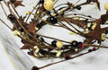 Burgundy Cream Pip Berry Wreath 4.5” Candle Ring Rustic Primitive Farmhouse Decor with Stars