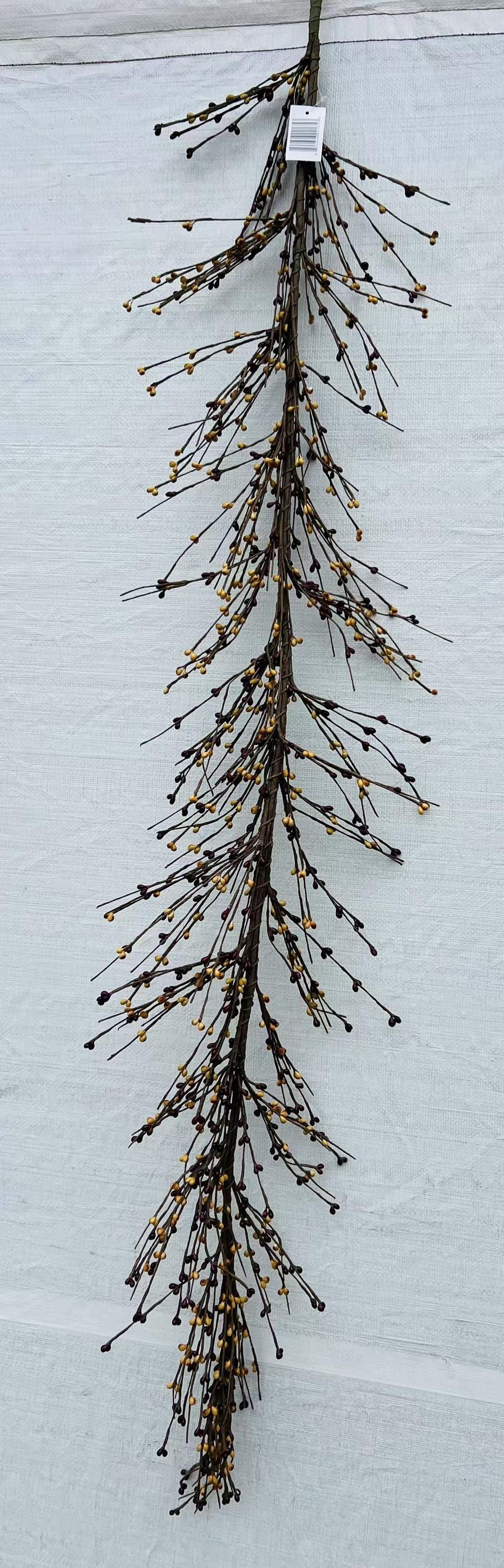 Burgundy Mustard Pip Berry Garland Fall Primitive Farmhouse Swag Rustic Wall Door Hanging Decor