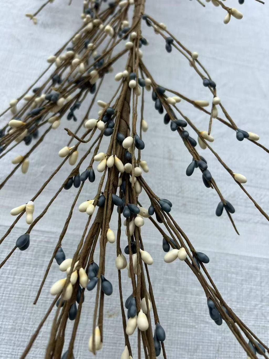 Blue and Cream Pip Berry Garland Rustic Farmhouse Door Swag Wall Decor Country Style