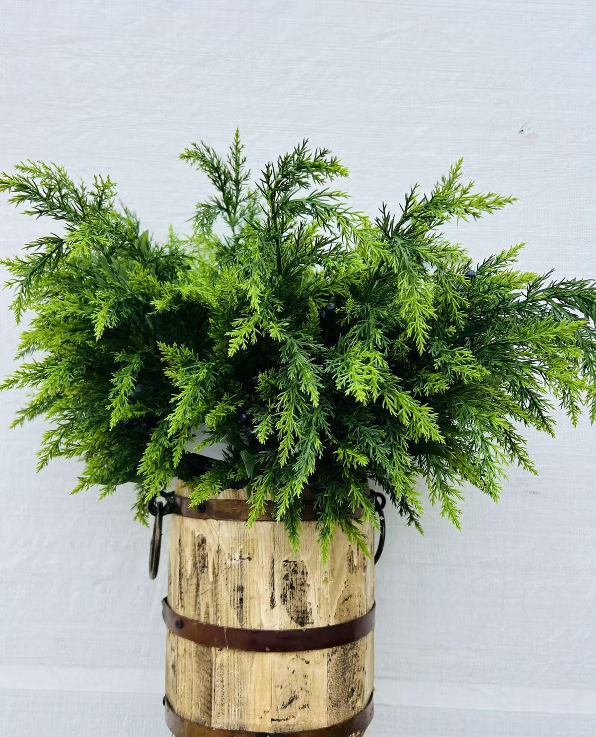 Real Touch Cedar Pine Greenery Pick Faux Blueberry Stem Lifelike Holiday Farmhouse Rustic Decor
