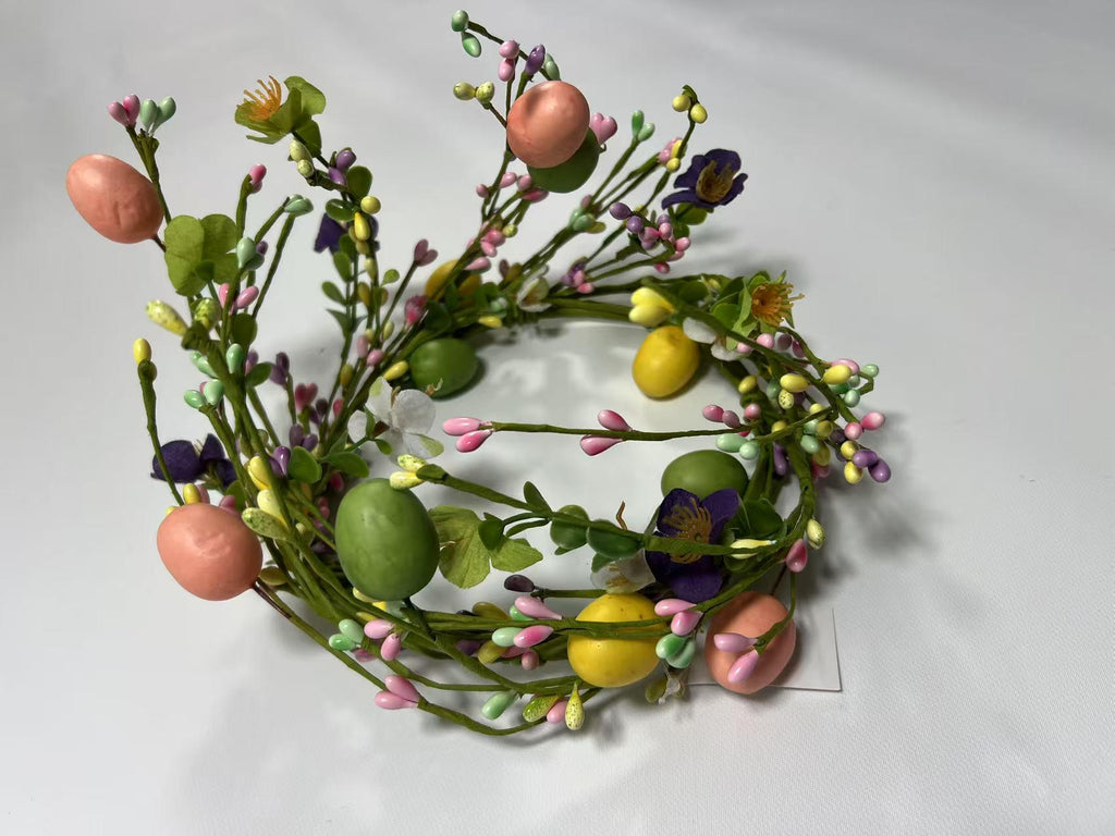 Easter Egg Wreath: 6.5” Spring Floral Table or Wall Decor