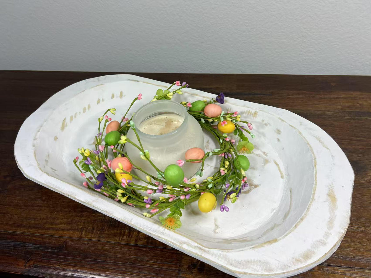 Easter Egg Wreath: 6.5” Spring Floral Table or Wall Decor