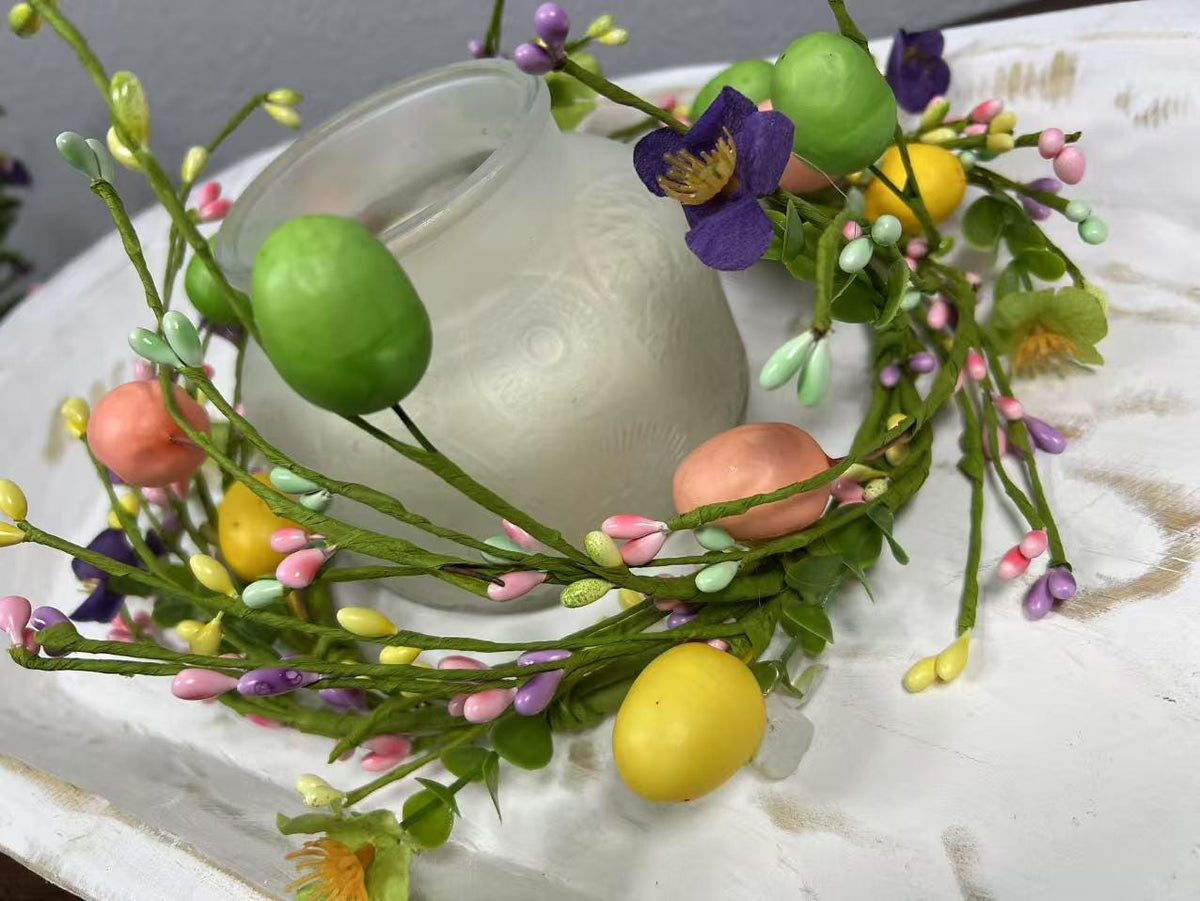 Easter Egg Wreath: 6.5” Spring Floral Table or Wall Decor