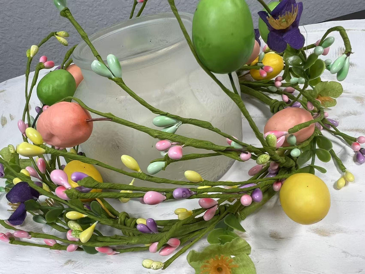 Easter Egg Wreath: 6.5” Spring Floral Table or Wall Decor