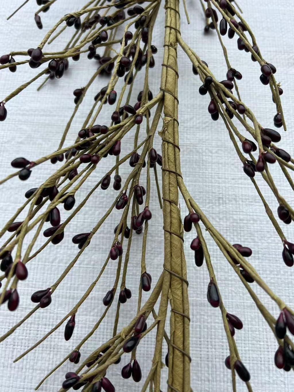 55” Burgundy Berry Garland, Rustic Farmhouse Decor, Fall Wedding Vine, Faux Twig Mantel Garland