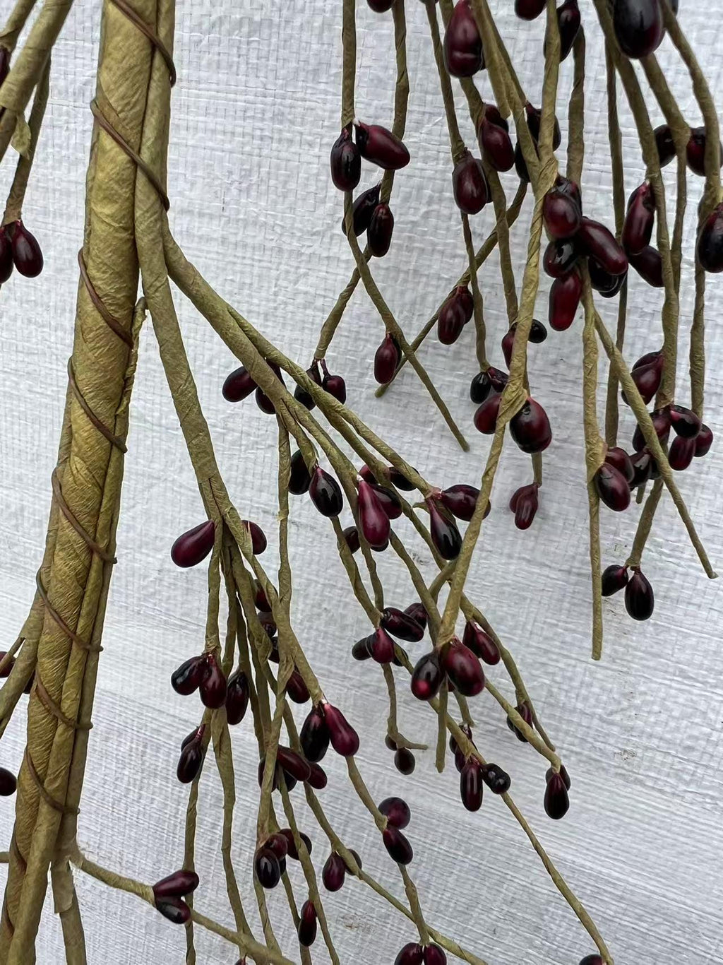 55” Burgundy Berry Garland, Rustic Farmhouse Decor, Fall Wedding Vine, Faux Twig Mantel Garland