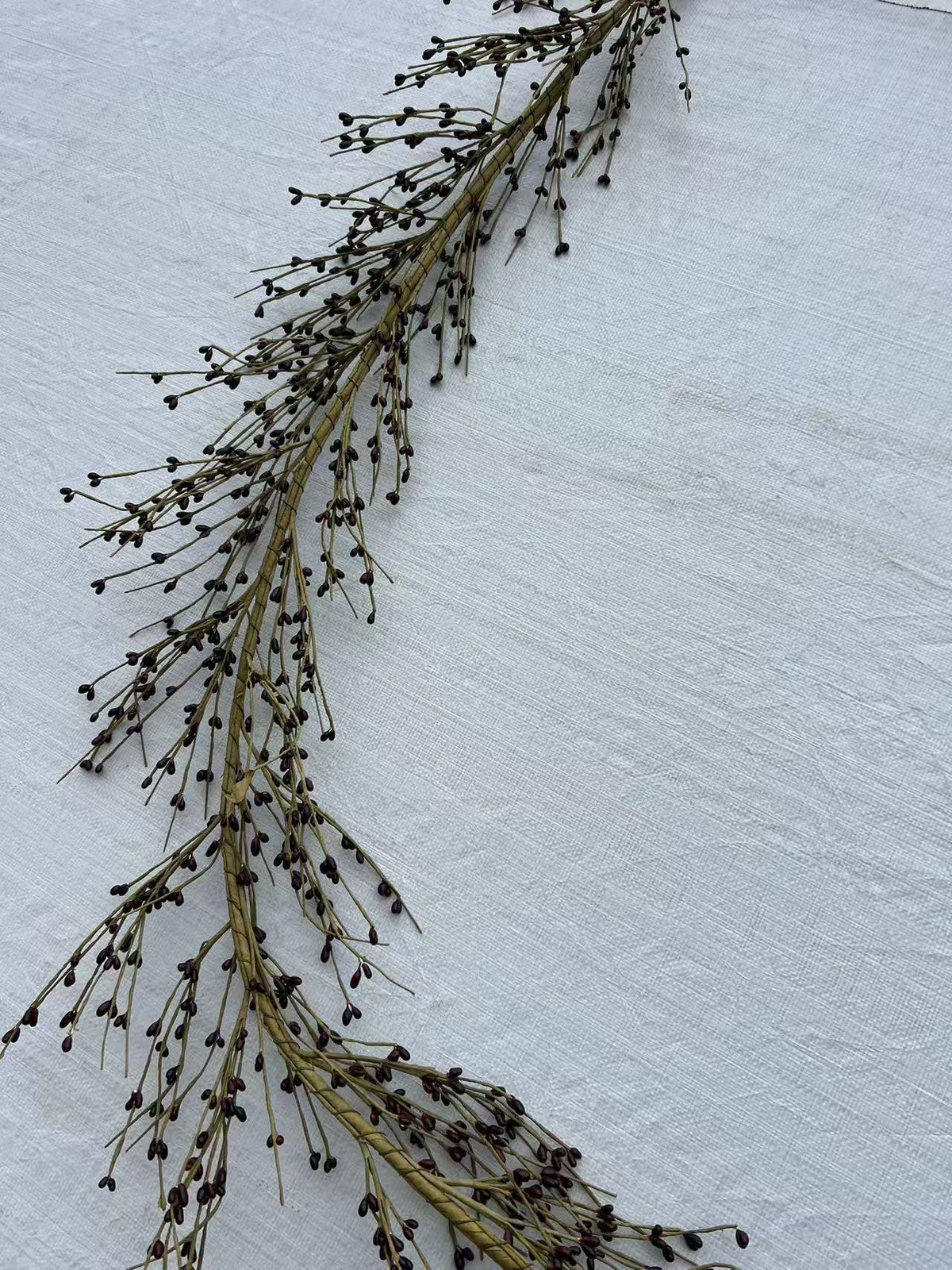 55” Burgundy Berry Garland, Rustic Farmhouse Decor, Fall Wedding Vine, Faux Twig Mantel Garland