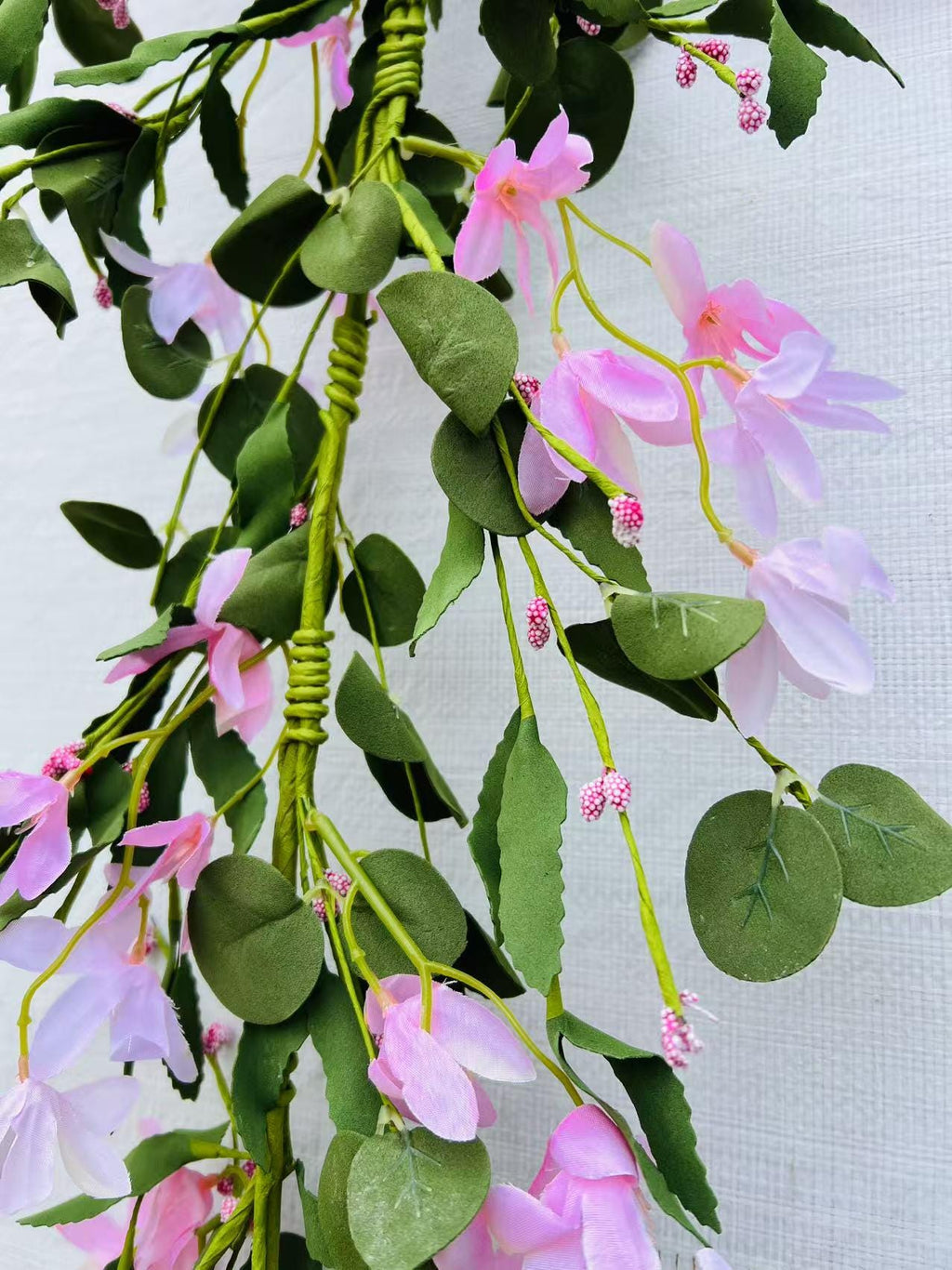 Artificial Pink Flower Garland 5ft – Hanging Vine for Spring Wedding, Nursery or Home Decor