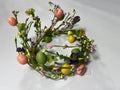 Mini Easter Egg Wreath: Spring Floral Candle Ring, Berry Accents