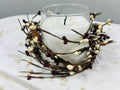 Burgundy Cream Pip Berry Candle Ring: Rustic Star Farmhouse Decor