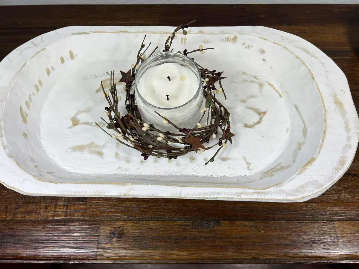 Pip Berry Candle Ring with Metal Stars: Rustic Farmhouse Decor