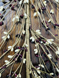 4.5 ft Burgundy Cream Pip Berry Garland | Rustic Farmhouse Decor | Primitive Country Wedding Garland