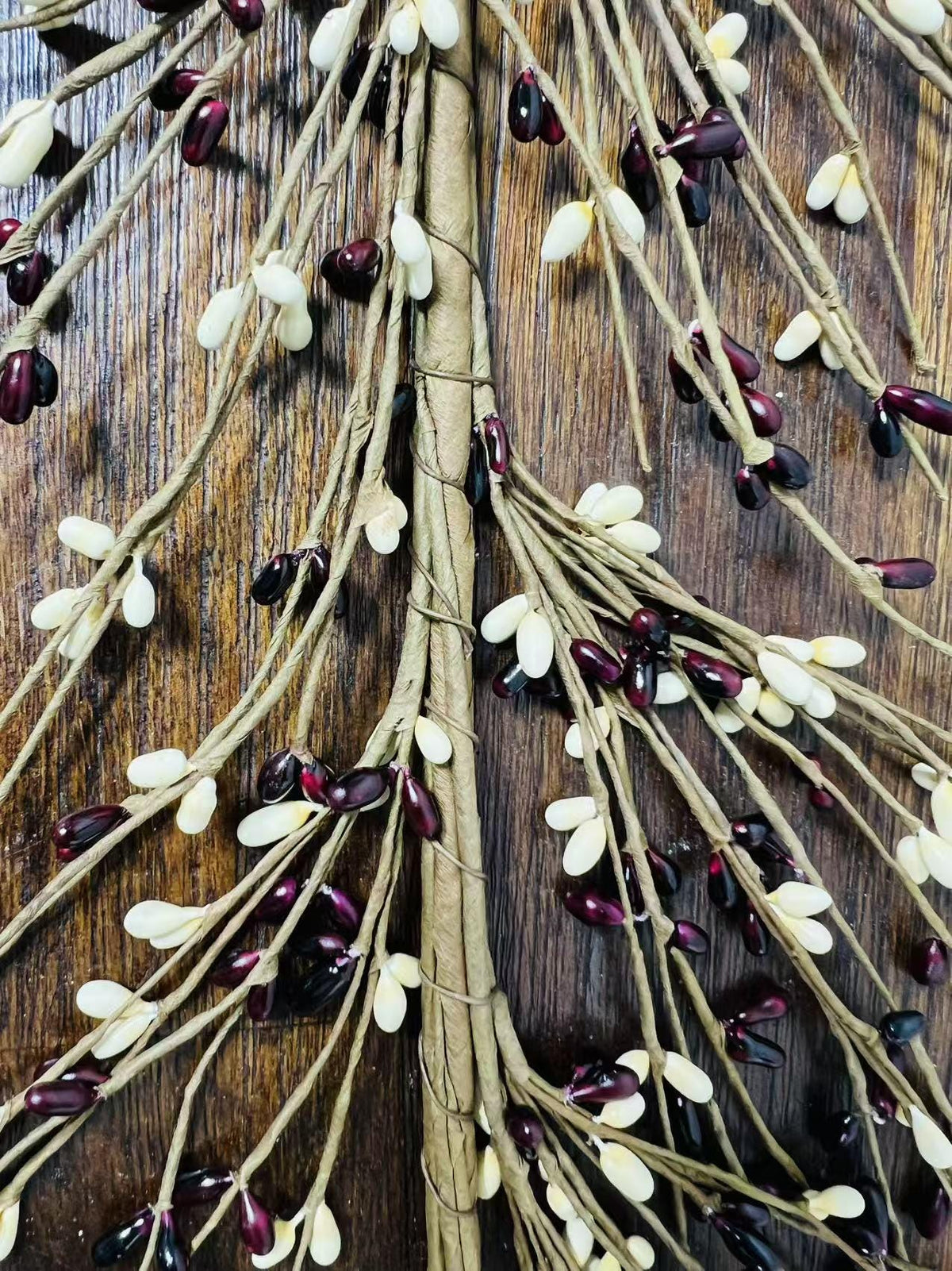 4.5 ft Burgundy Cream Pip Berry Garland | Rustic Farmhouse Decor | Primitive Country Wedding Garland
