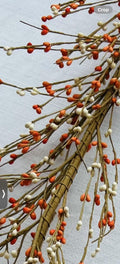 4.5ft Orange Cream Pip Berry Garland | Fall Farmhouse Decor | Rustic Thanksgiving Mantel Garland