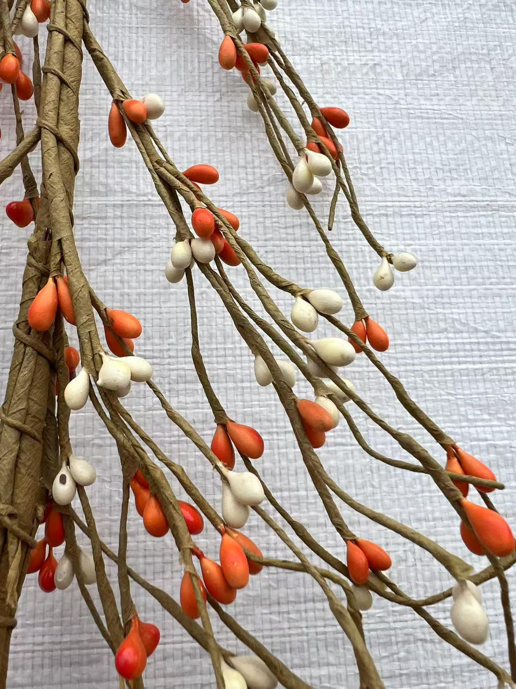 4.5ft Orange Cream Pip Berry Garland | Fall Farmhouse Decor | Rustic Thanksgiving Mantel Garland