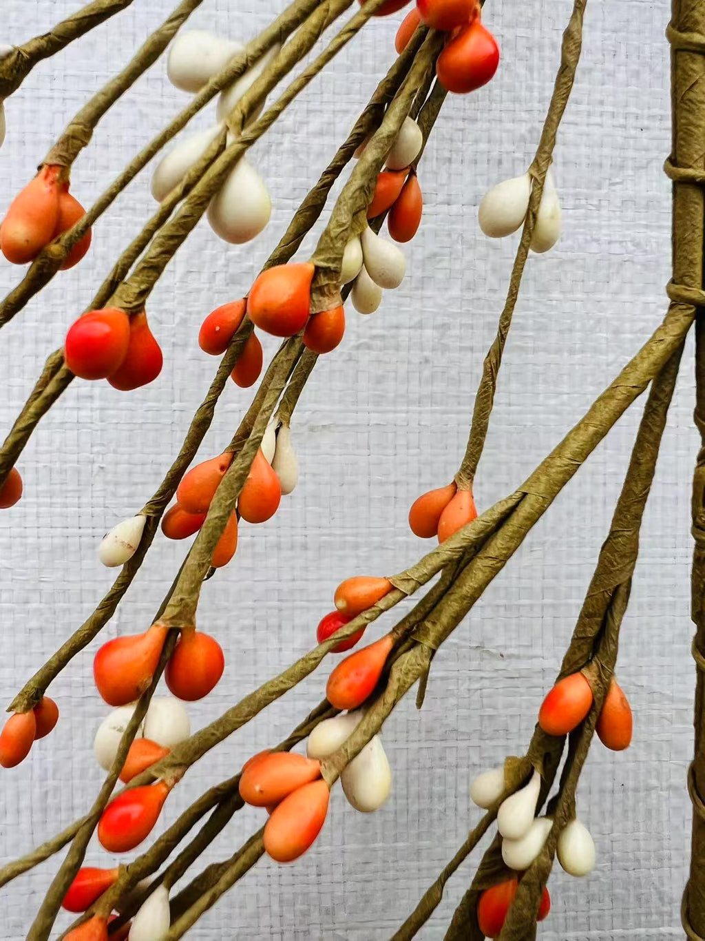 4.5ft Orange Cream Pip Berry Garland | Fall Farmhouse Decor | Rustic Thanksgiving Mantel Garland