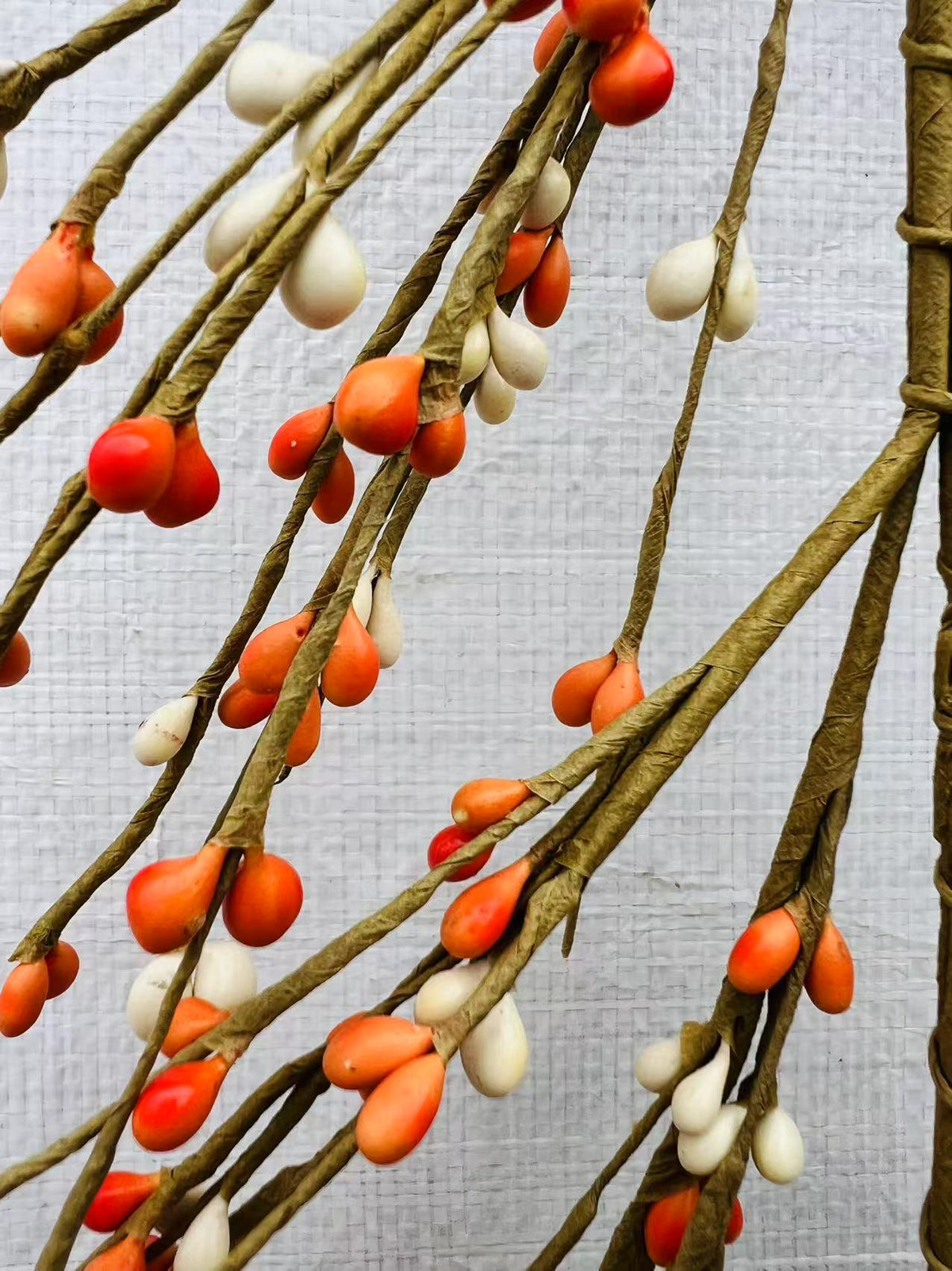 4.5ft Orange Cream Pip Berry Garland | Fall Farmhouse Decor | Rustic Thanksgiving Mantel Garland