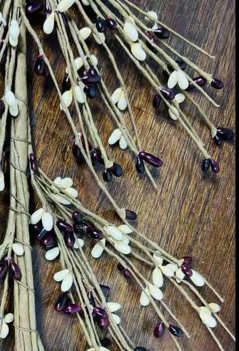 4.5 ft Burgundy Cream Pip Berry Garland | Rustic Farmhouse Decor | Primitive Country Wedding Garland