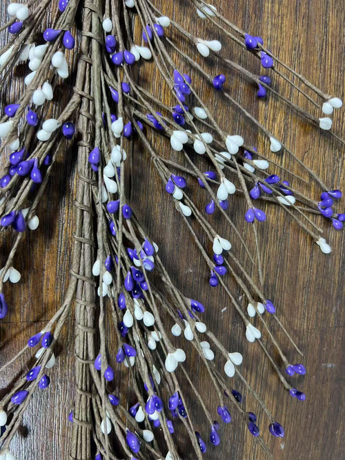 4.5ft Purple White Pip Berry Garland | Country Rustic Garland | Farmhouse Mantel Spring Decor