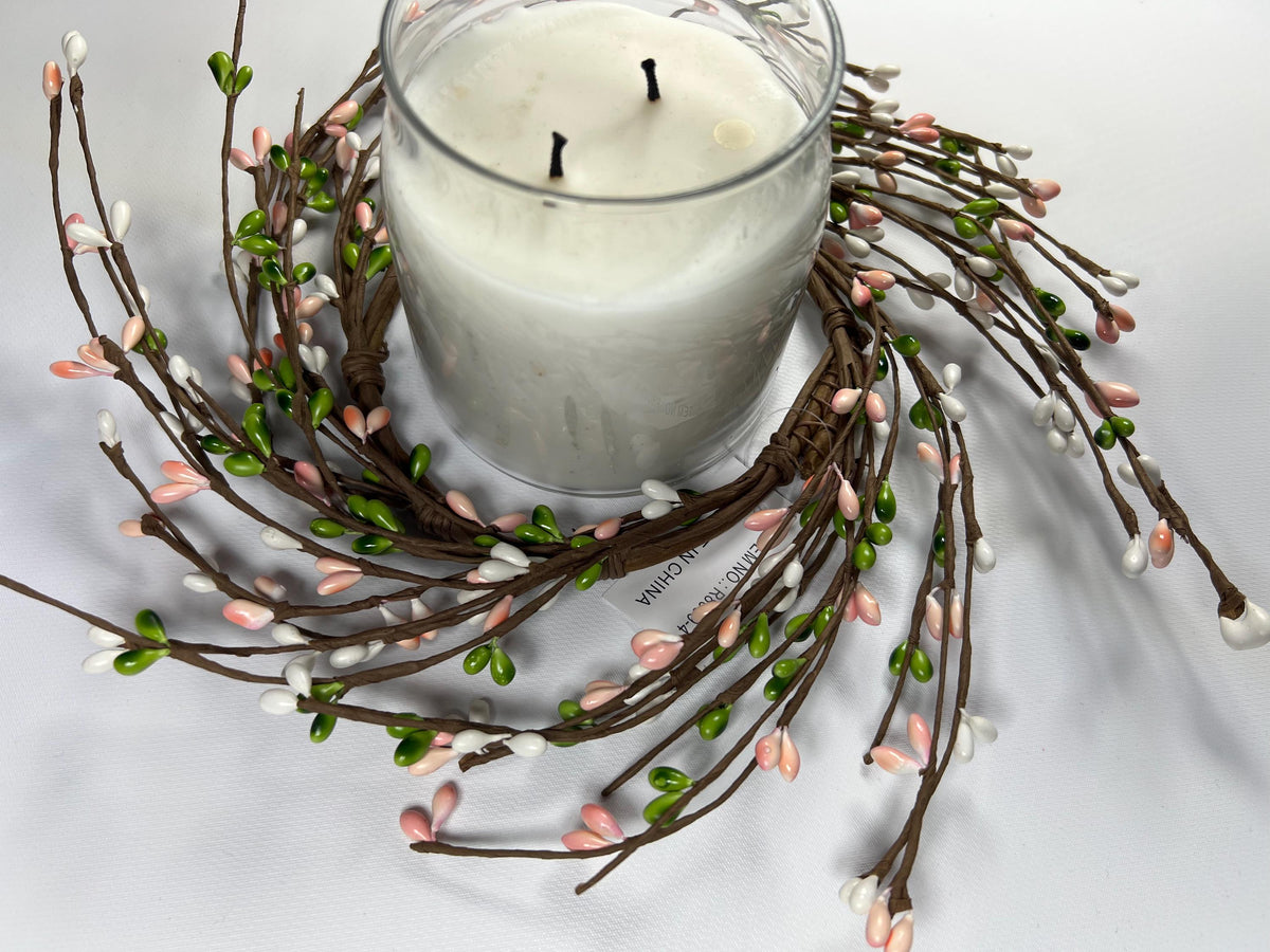 Easter Pip Berry Candle Ring: Spring Floral Decor (4.5")