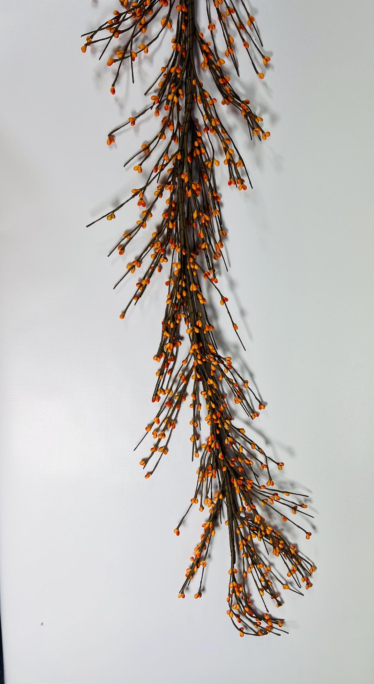 Orange Pip Berry Garland 4.5ft | Fall Farmhouse Decor | Thanksgiving Mantel Garland | Rustic Vine