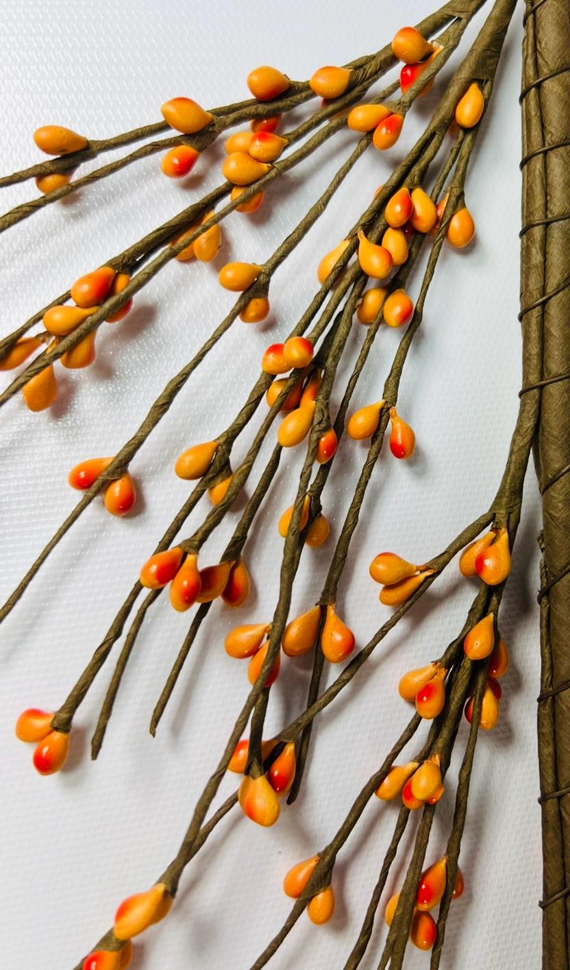 Orange Pip Berry Garland 4.5ft | Fall Farmhouse Decor | Thanksgiving Mantel Garland | Rustic Vine