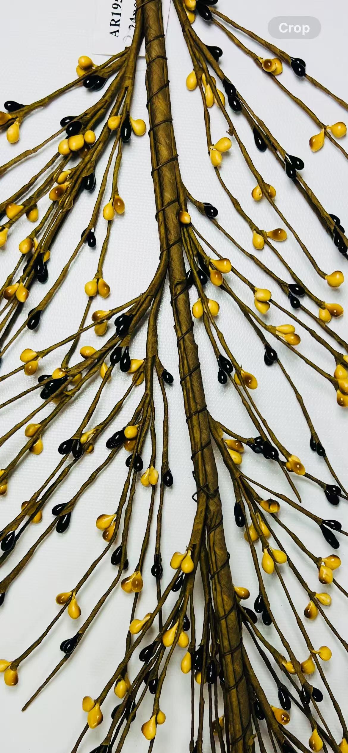 Black Mustard Pip Berry Garland 4.5ft | Rustic Primitive Fall Decor | Farmhouse Mantel Garland
