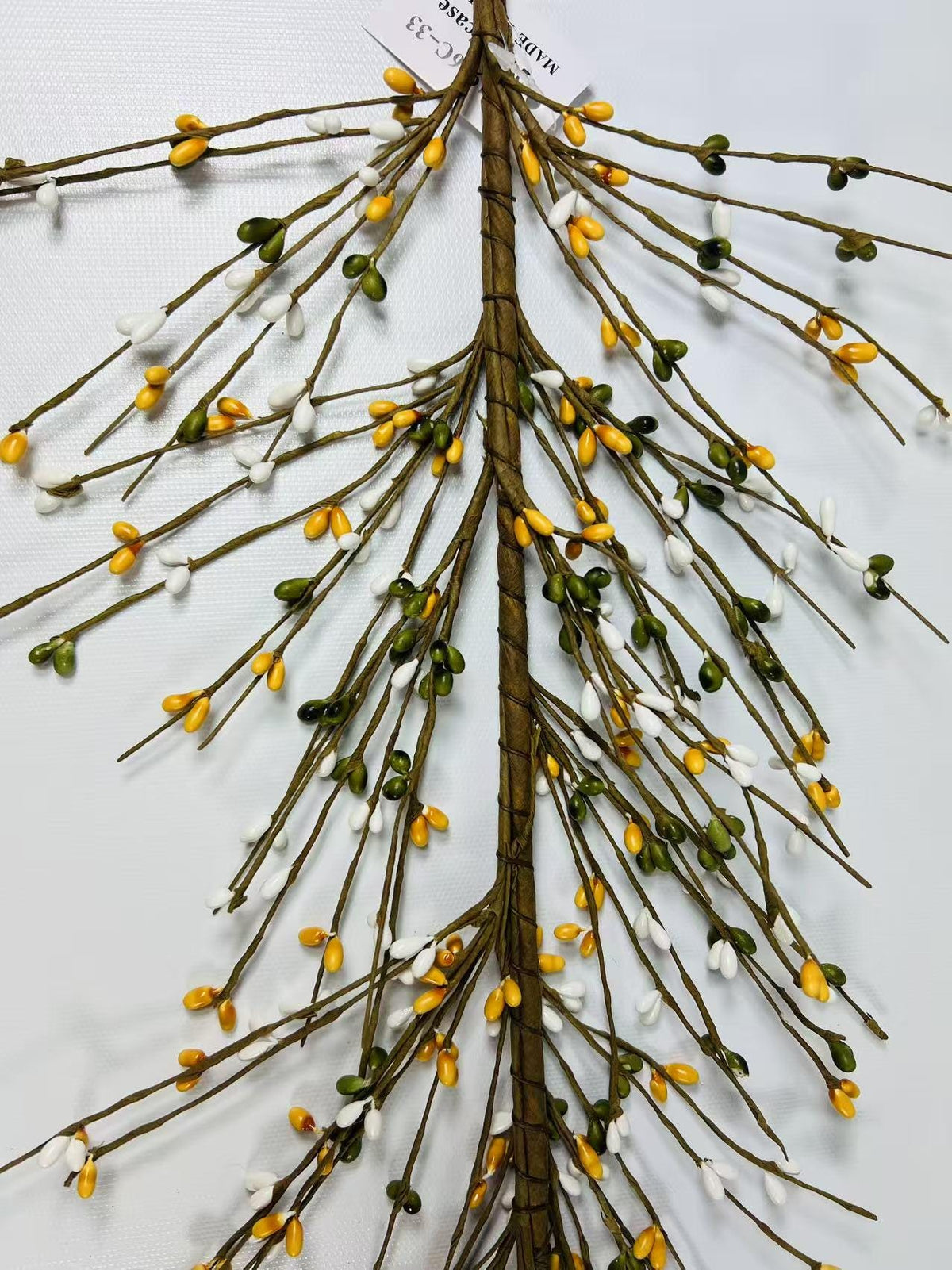 Green Yellow White Pip Berry Garland 4.5ft | Spring Farmhouse Decor | Rustic Country Mantel Garland