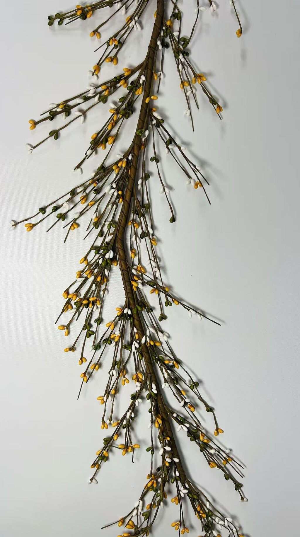 Green Yellow White Pip Berry Garland 4.5ft | Spring Farmhouse Decor | Rustic Country Mantel Garland