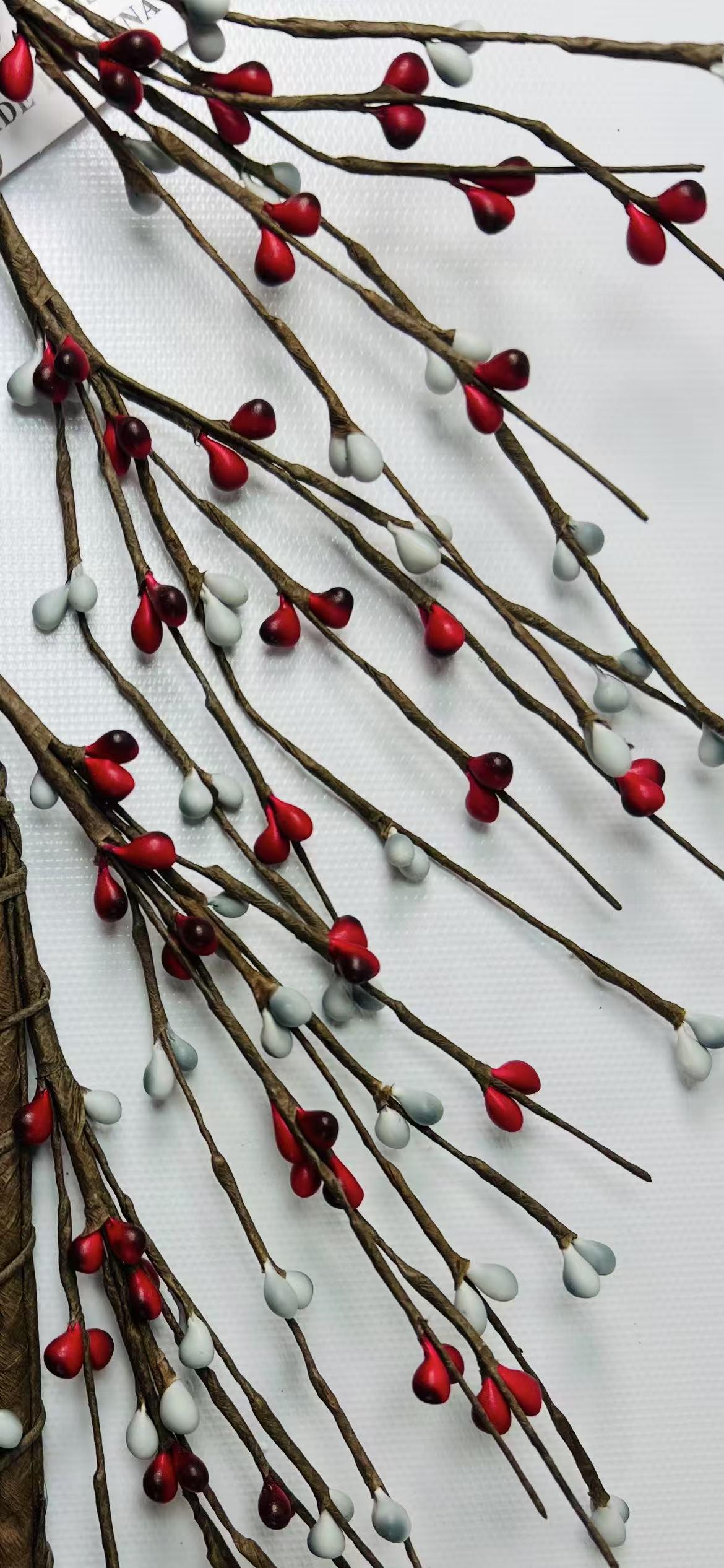 Red and Gray Pip Berry Garland 4.5ft | Rustic Farmhouse Christmas Decor | Winter Mantel Garland