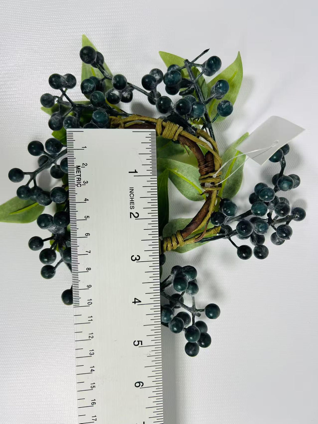 Blueberry Candle Ring: 2.5in Faux Berry Floral, Farmhouse Decor