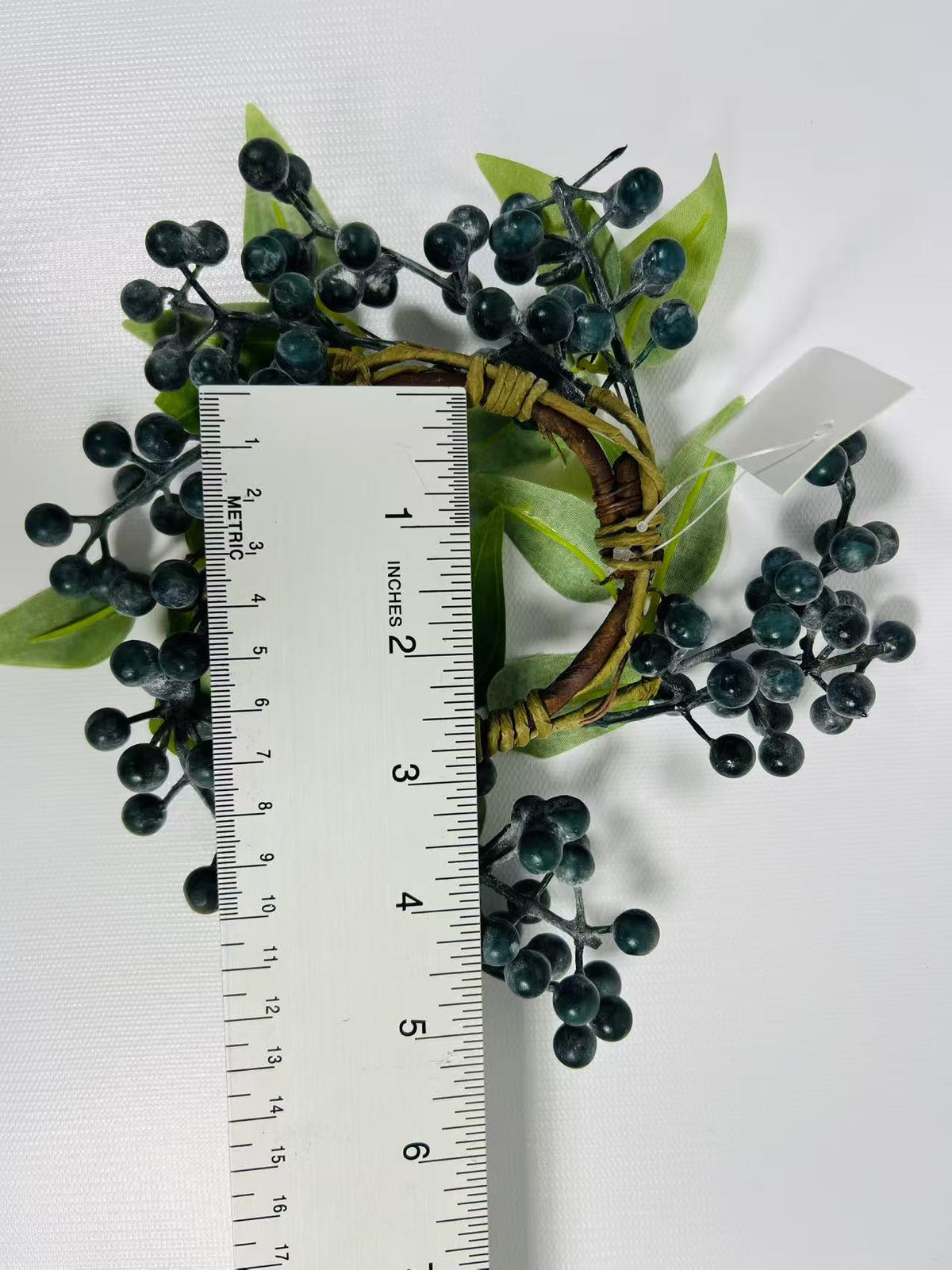 Blueberry Candle Ring: 2.5in Faux Berry Floral, Farmhouse Decor
