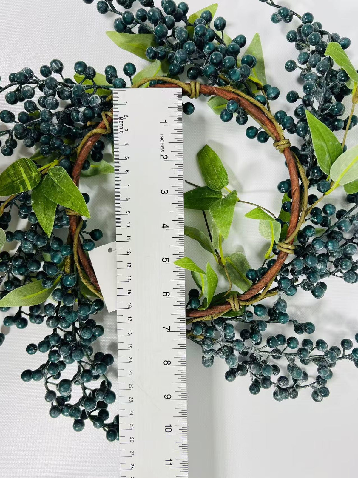 Blue Berry Candle Ring: 6.5" Farmhouse Table Wreath