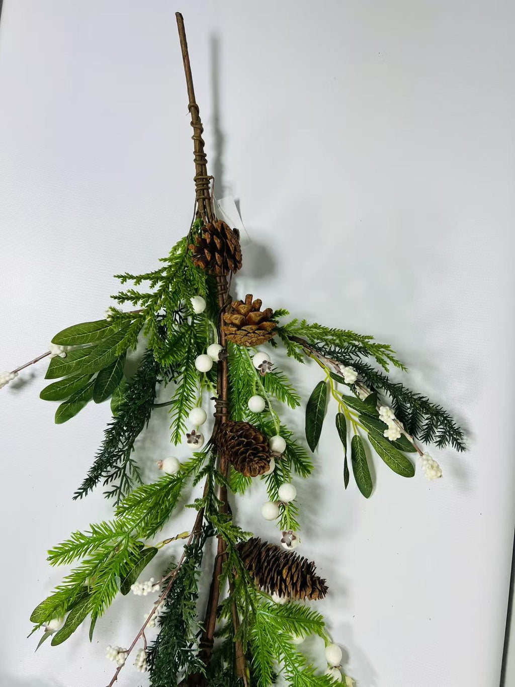 60" Christmas Garland: Pinecones and White Berries Winter Greenery