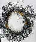 12” Blueberry Wreath with Twigs | Rustic Farmhouse Berry Grapevine Wreath | Winter Door Decor